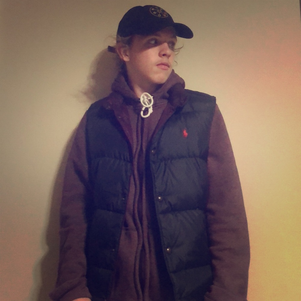 2 sided black and burgundy polo vest